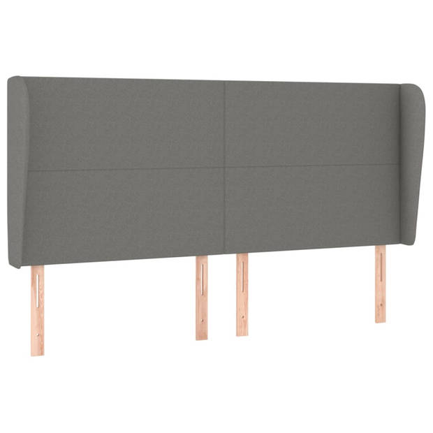 vidaXL Hoofdbord met randen 163x23x118/128 cm stof donkergrijs