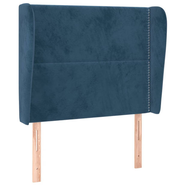 vidaXL Hoofdbord met randen 103x23x118/128 cm fluweel donkerblauw