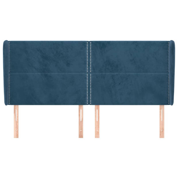 vidaXL Hoofdbord met randen 183x23x118/128 cm fluweel donkerblauw