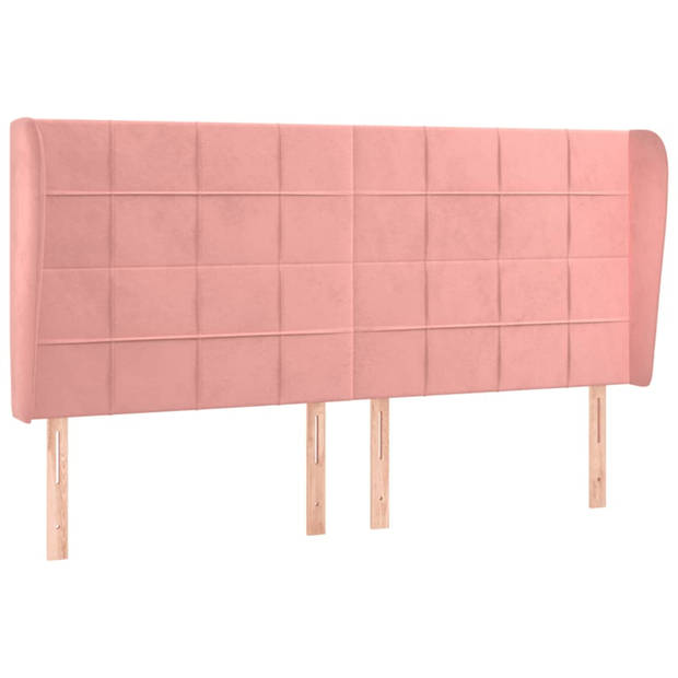 vidaXL Hoofdbord met randen 163x23x118/128 cm fluweel roze