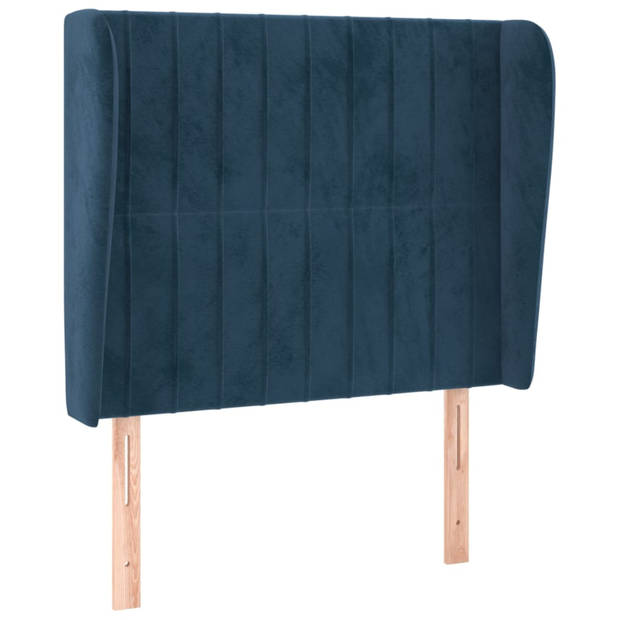 vidaXL Hoofdbord met randen 83x23x118/128 cm fluweel donkerblauw