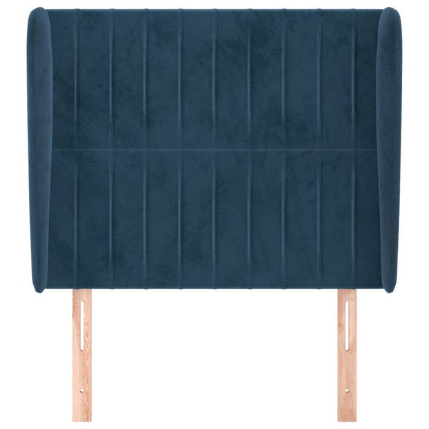 vidaXL Hoofdbord met randen 103x23x118/128 cm fluweel donkerblauw