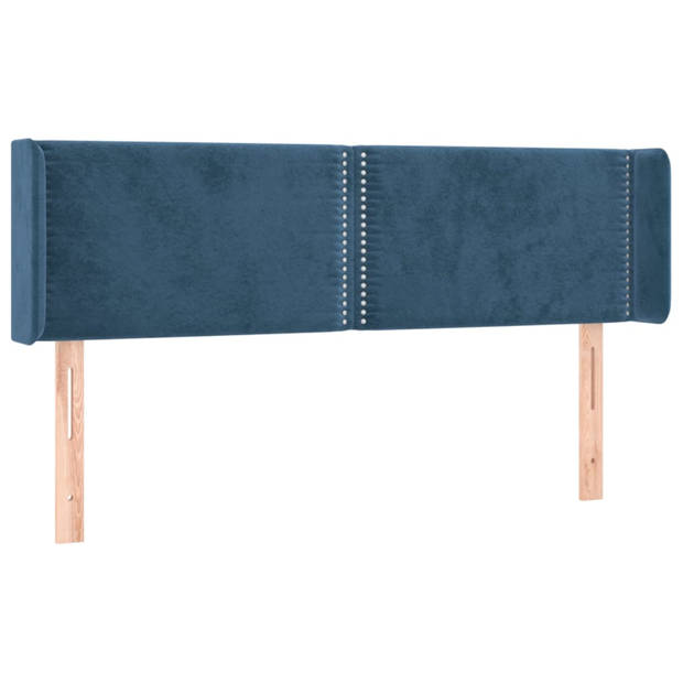 vidaXL Hoofdbord met randen 147x16x78/88 cm fluweel donkerblauw