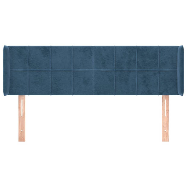 vidaXL Hoofdbord met randen 147x16x78/88 cm fluweel donkerblauw