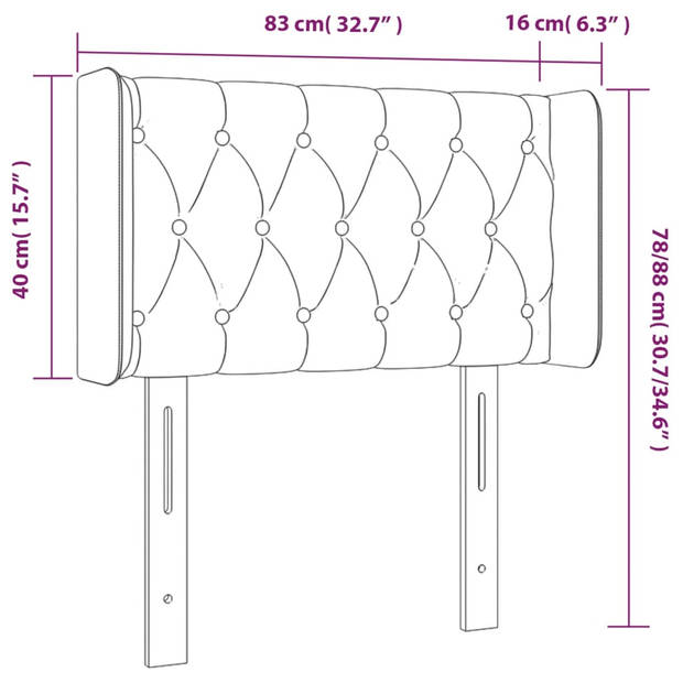 vidaXL Hoofdbord met randen 83x16x78/88 cm stof groen