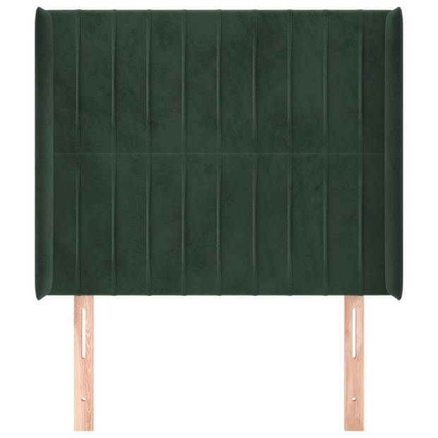 vidaXL Hoofdbord met randen 83x16x118/128 cm fluweel groen