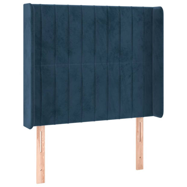 vidaXL Hoofdbord met randen 103x16x118/128 cm fluweel donkerblauw