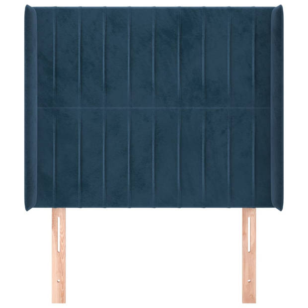 vidaXL Hoofdbord met randen 83x16x118/128 cm fluweel blauw