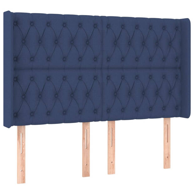 vidaXL Hoofdbord met randen 147x16x118/128 cm stof blauw