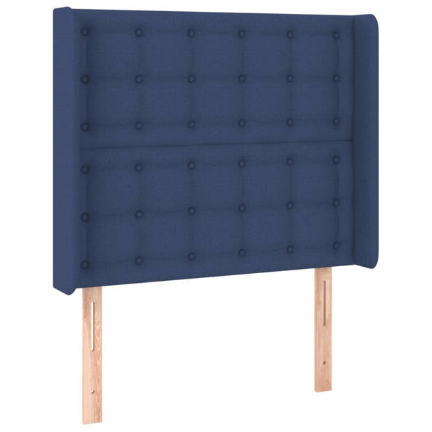 vidaXL Hoofdbord met randen 83x16x118/128 cm stof blauw