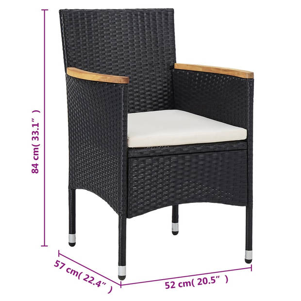 vidaXL 11-delige Tuinset poly rattan zwart