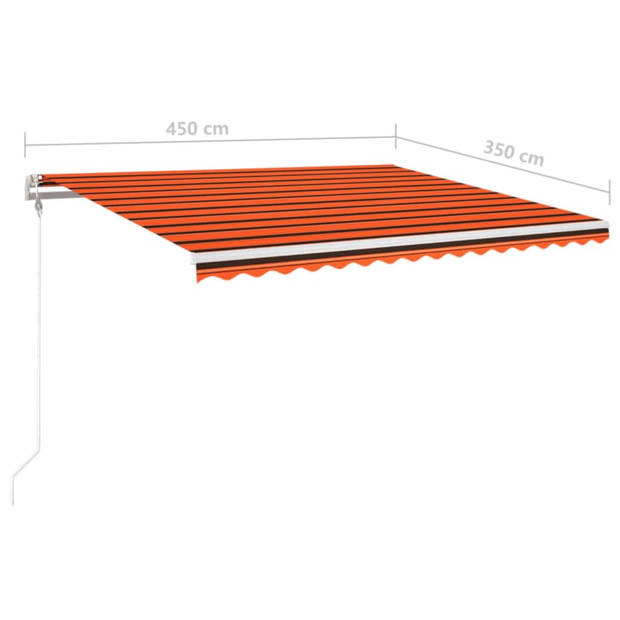 vidaXL Luifel automatisch met LED windsensor 450x350 cm oranje bruin