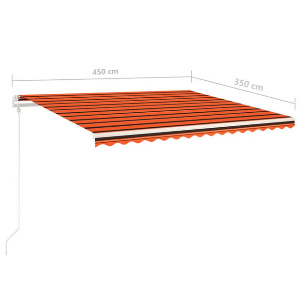 vidaXL Luifel handmatig uittrekbaar met palen 4,5x3,5 m oranje en bruin