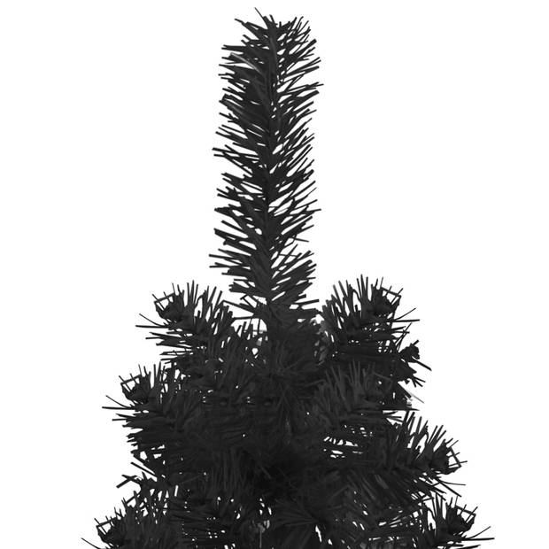 vidaXL Kunstkerstboom half met standaard smal 210 cm zwart