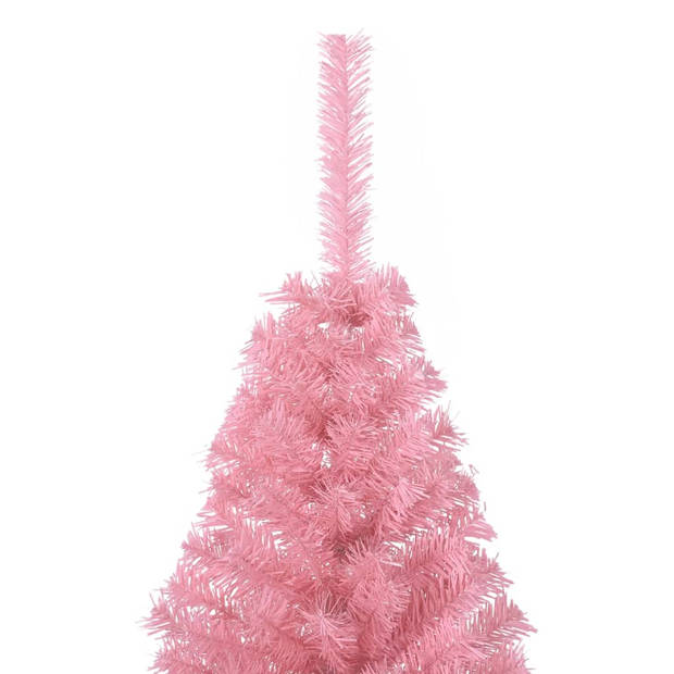 vidaXL Kunstkerstboom met standaard half 150 cm PVC roze