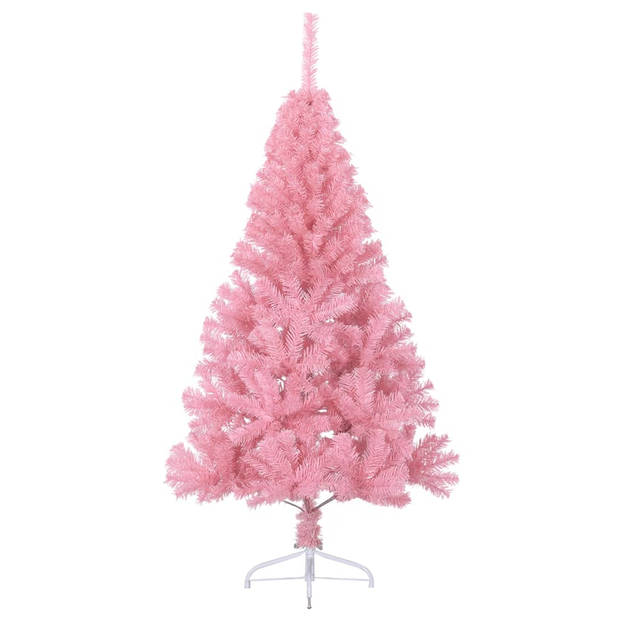 vidaXL Kunstkerstboom met standaard half 150 cm PVC roze