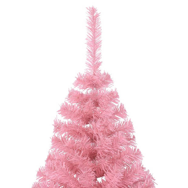 vidaXL Kunstkerstboom met standaard half 210 cm PVC roze