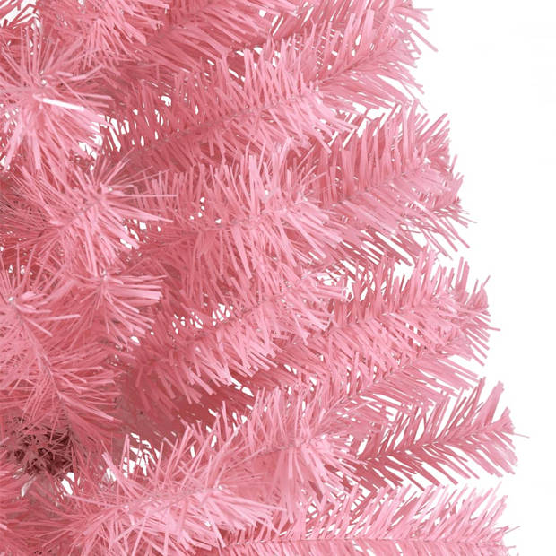 vidaXL Kunstkerstboom met standaard half 210 cm PVC roze