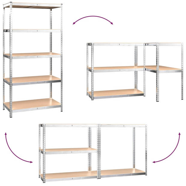 The Living Store Opbergrekken - Rechthoekig - 90x40x180 cm - Zilver