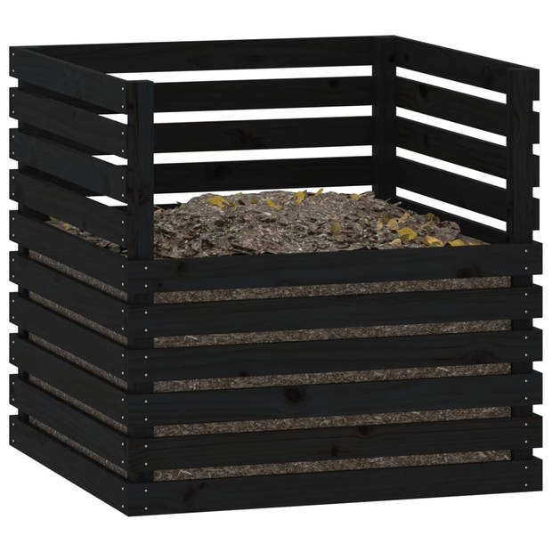 vidaXL Compostbak 80x80x78 cm massief grenenhout zwart