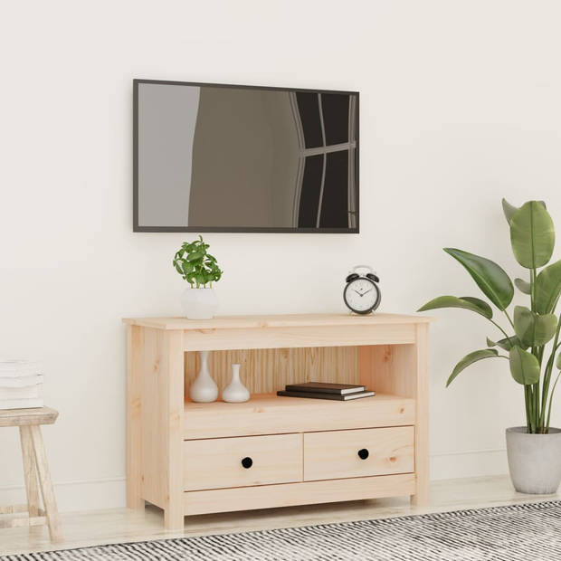 The Living Store Tv-meubel - Grenenhout - 79 x 35 x 52 cm - Landelijke stijl