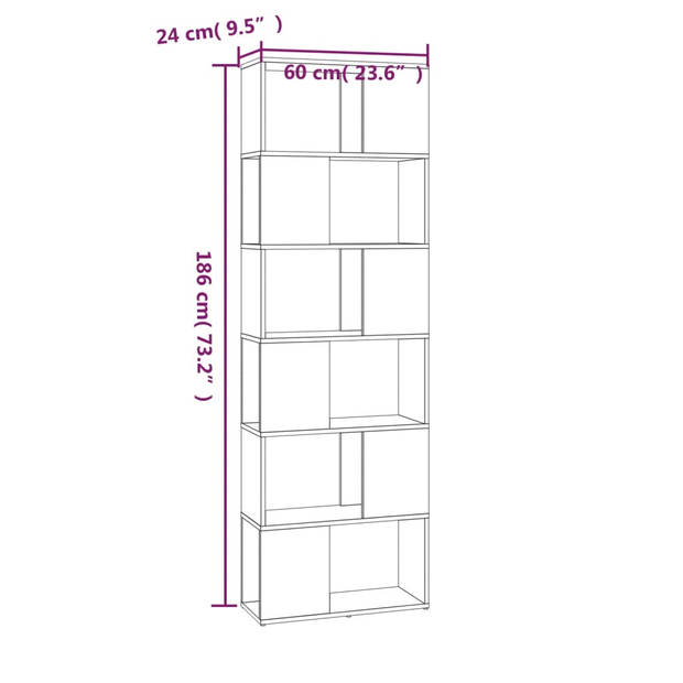 vidaXL Boekenkast/kamerscherm 60x24x186 cm gerookt eikenkleurig