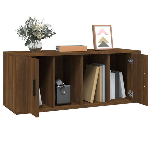 vidaXL Tv-meubel 100x35x40 cm bewerkt hout bruin eikenkleur