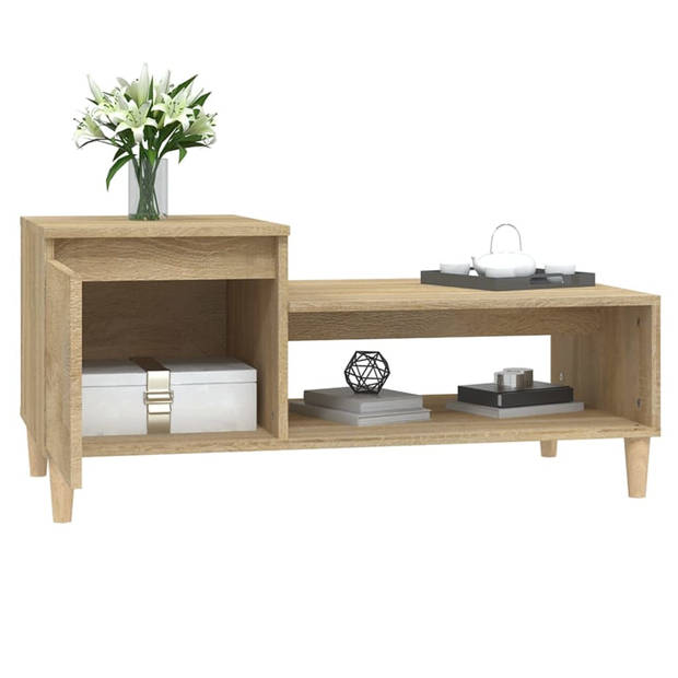 The Living Store Salontafel - Sonoma Eiken - 100 x 50 x 45 cm - Ruime Opbergruimte