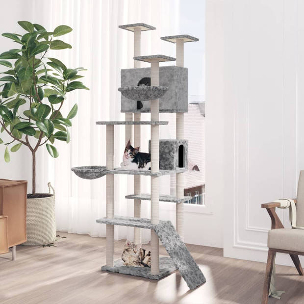 The Living Store Kattenboom - Comfortabel pluche - Duurzaam sisaltouw - 104 x 78 x 191 cm