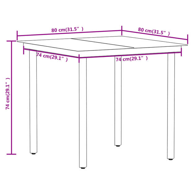 vidaXL 3-delige Tuinset eikenkleurig