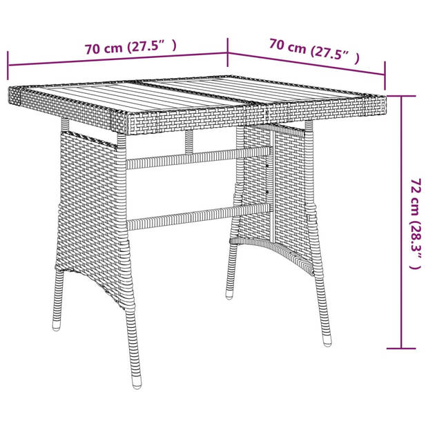 vidaXL 3-delige Tuinset poly rattan zwart