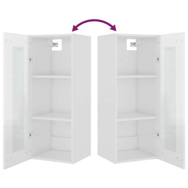 vidaXL Hangkast 34,5x34x90 cm hoogglans wit