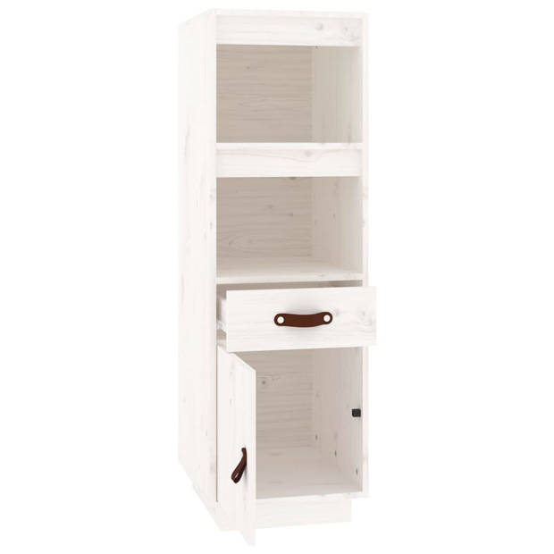 vidaXL Hoge kast 34x40x108,5 cm massief grenenhout wit