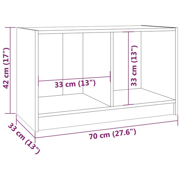 The Living Store tv-meubel Stereokast - grijs massief grenenhout - 70 x 33 x 42 cm (L x B x H)