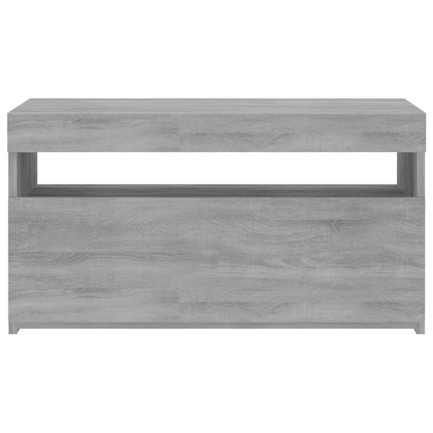 The Living Store TV-meubel Grey Sonoma Oak 75x35x40 cm - LED-verlichting - voldoende opbergruimte