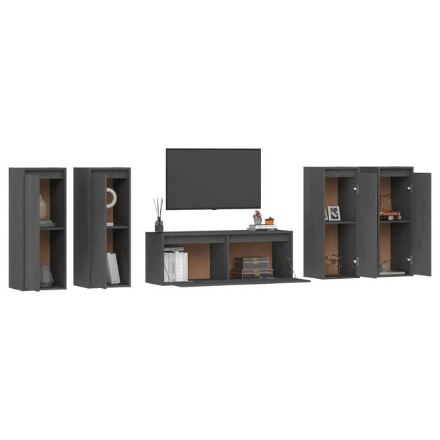 The Living Store TV meubel - Vintage - Klassiek design - 100x30x35 cm - Massief grenenhout