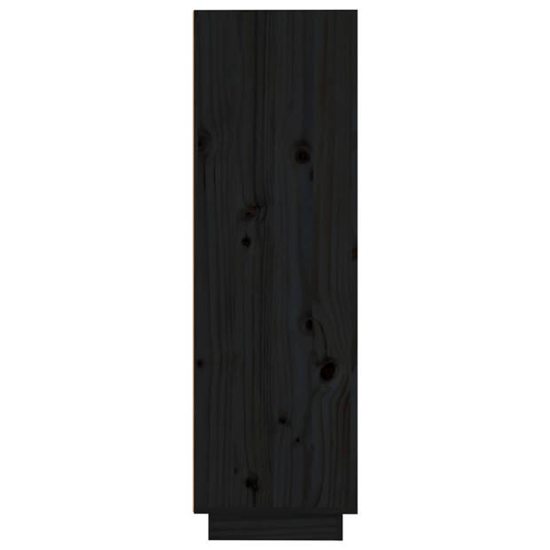 vidaXL Hoge kast 37x34x110 cm massief grenenhout zwart