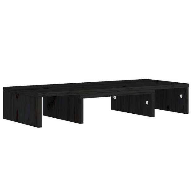 vidaXL Monitorstandaard 60x24x10,5 cm massief grenenhout zwart