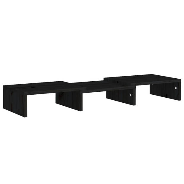 vidaXL Monitorstandaard 60x24x10,5 cm massief grenenhout zwart