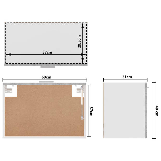 vidaXL Hangkast 60x31x40 cm bewerkt hout grijs sonoma eikenkleurig