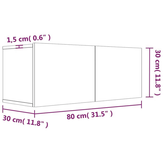 vidaXL Tv-meubel 80x30x30 cm bewerkt hout grijs sonoma eikenkleurig