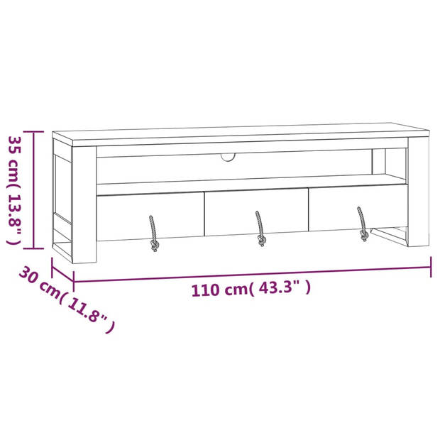 vidaXL Tv-meubel 110x30x35 cm massief teakhout