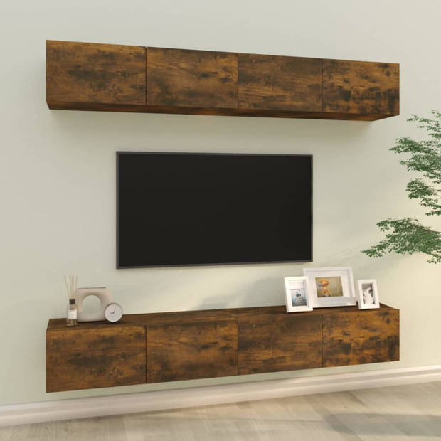 vidaXL Tv-wandmeubels 4 st 100x30x30 cm gerookt eiken