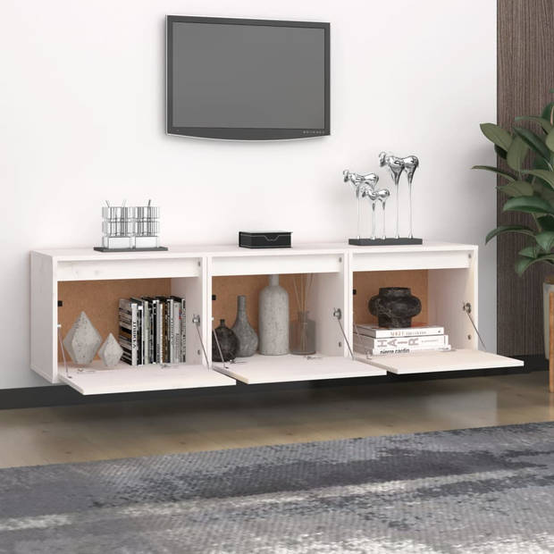 The Living Store TV-meubel - klassiek design - hangkast - 45 x 30 x 35 cm - massief grenenhout