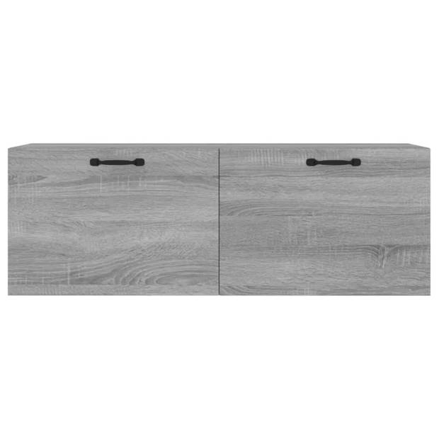 The Living Store Wandkast - Grijs Sonoma Eiken - 100x36.5x35 cm - 2 Lades