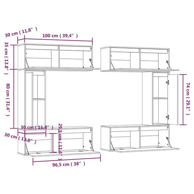 The Living Store TV-kast Classic s - Massief grenenhout - 100 x 30 x 35 cm - Wit