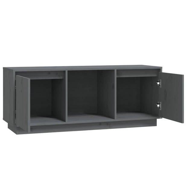 vidaXL Tv-meubel 110,5x35x44 cm massief grenenhout grijs