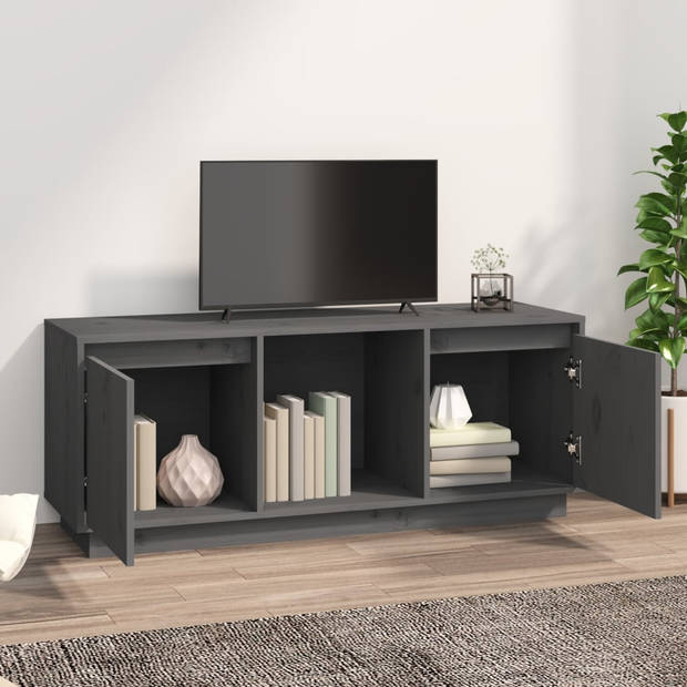 The Living Store Tv-meubel Grenenhout - 110.5x35x44 cm - Grijs