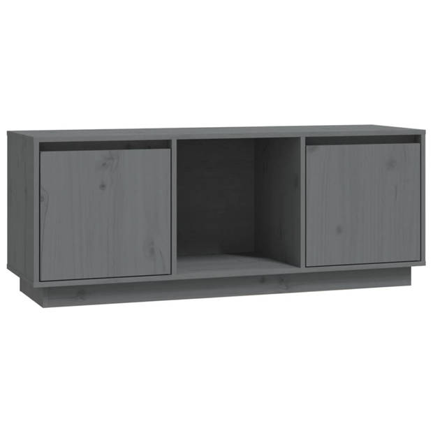 vidaXL Tv-meubel 110,5x35x44 cm massief grenenhout grijs