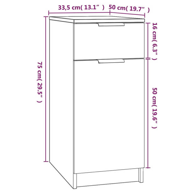 The Living Store Bureaukast - Gerookt Eiken - 33.5 x 50 x 75 cm - Stevig materiaal - Voldoende opbergruimte